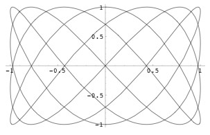 An X-Y coordinate plane funning from -1 to 1 in the x-axis and from -1 to 1 in they y-axis. A closed curve weaves a loose curved mesh over the entire displayed section of the plane. There are large, wide gaps in the mesh.