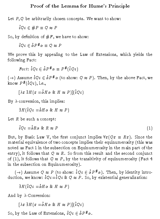 graphic of the Proof of the Lemma for Hume's Principle