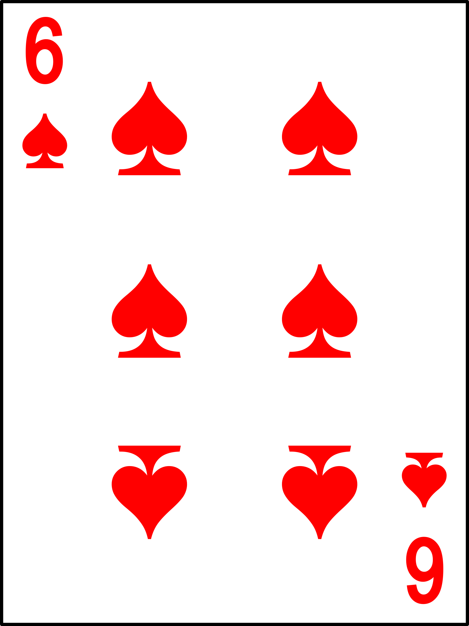 [The 6 Spades playing card but red instead of the normal black]