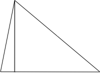 the same triangle as the previous image with a perpendicular dropped from one vertex